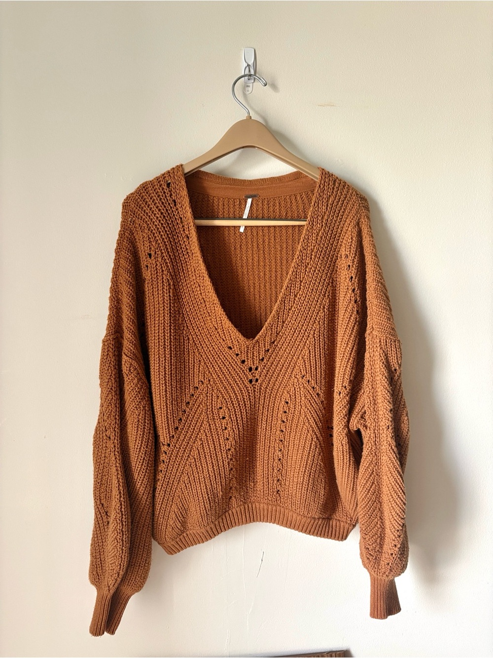 Free People Oversized V Neck Knitted Sweater